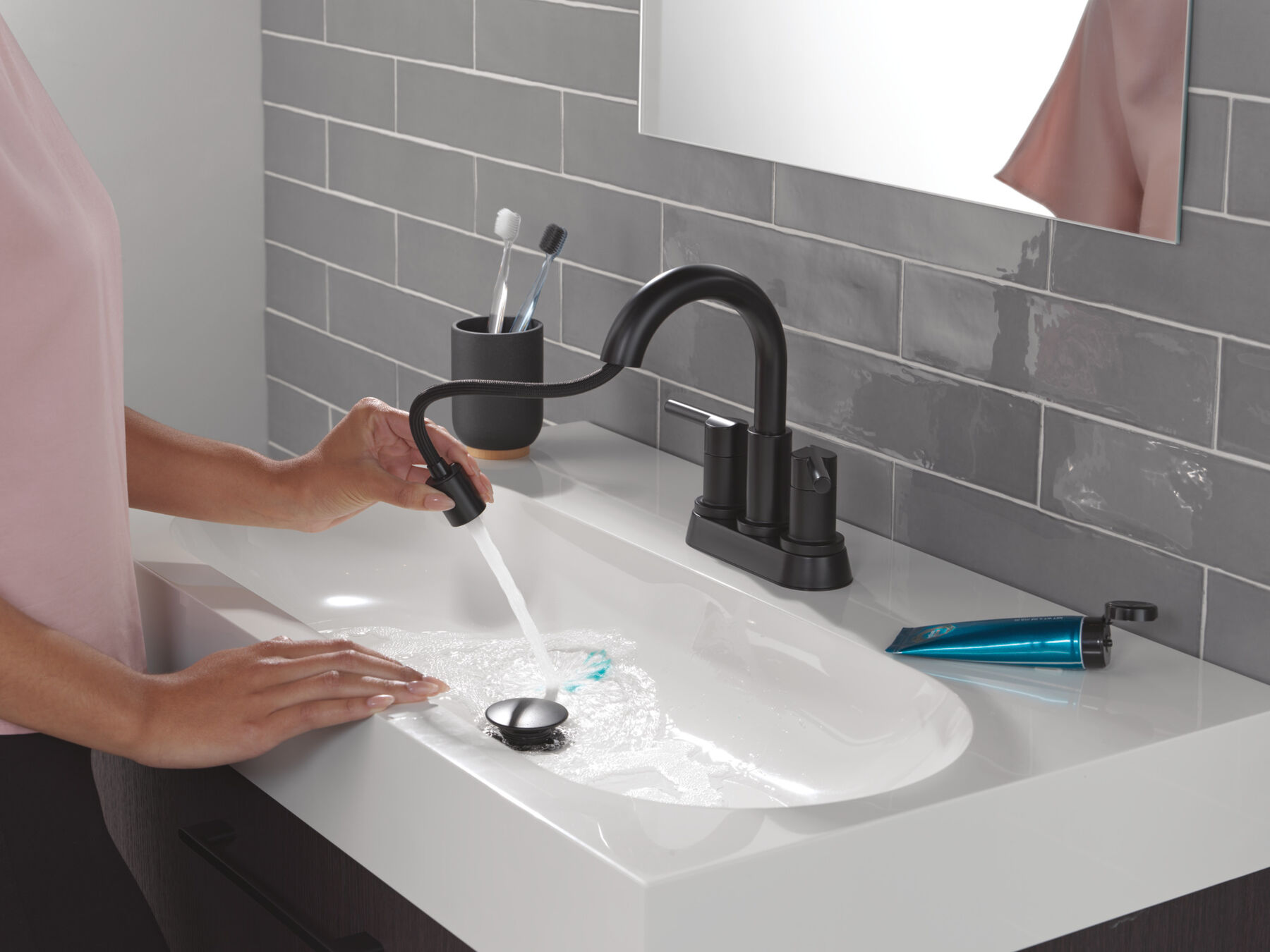 Llave para baño extensible de combinación de dos manijas, imagen 6