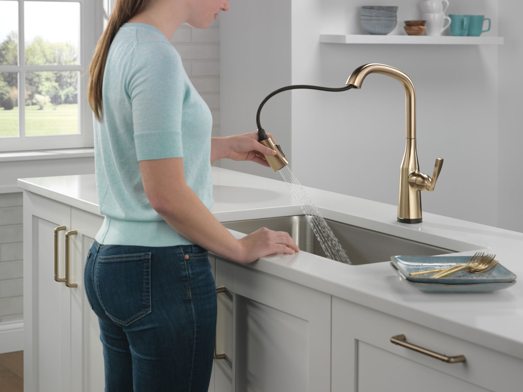 Llave para cocina extensible de una manija con tecnología Touch<sub>2</sub>O® (producto recertificado), imagen 4