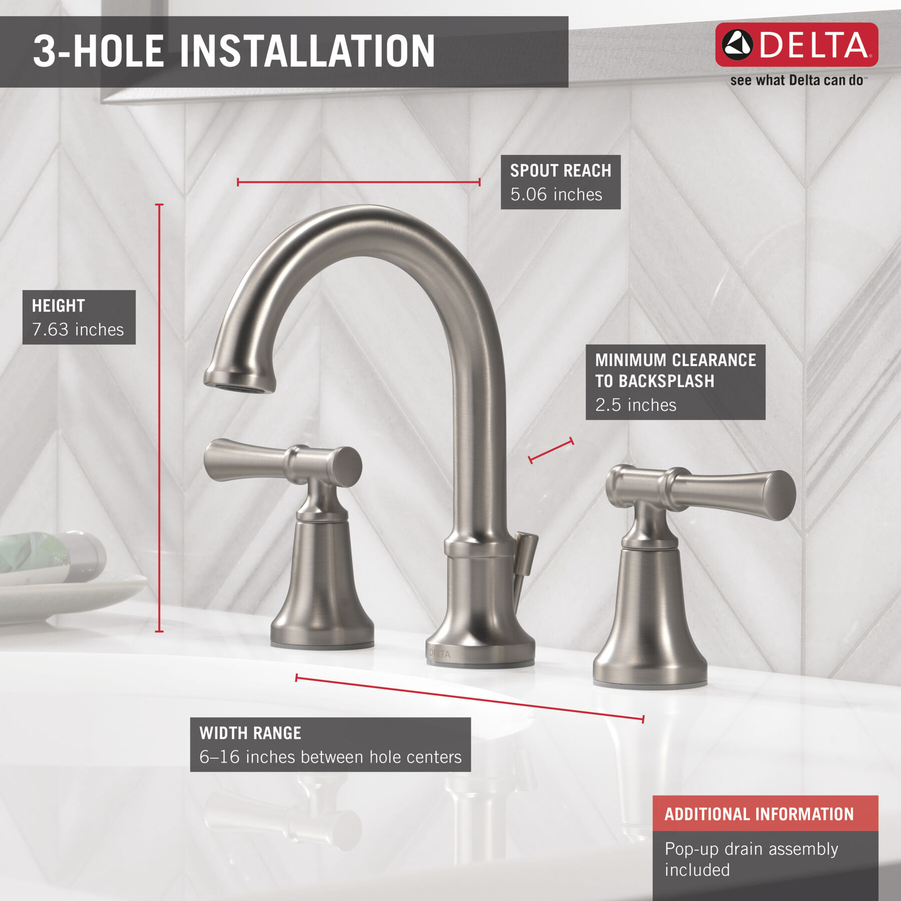 Llave para baño de extensión con dos manijas (producto recertificado), imagen 2
