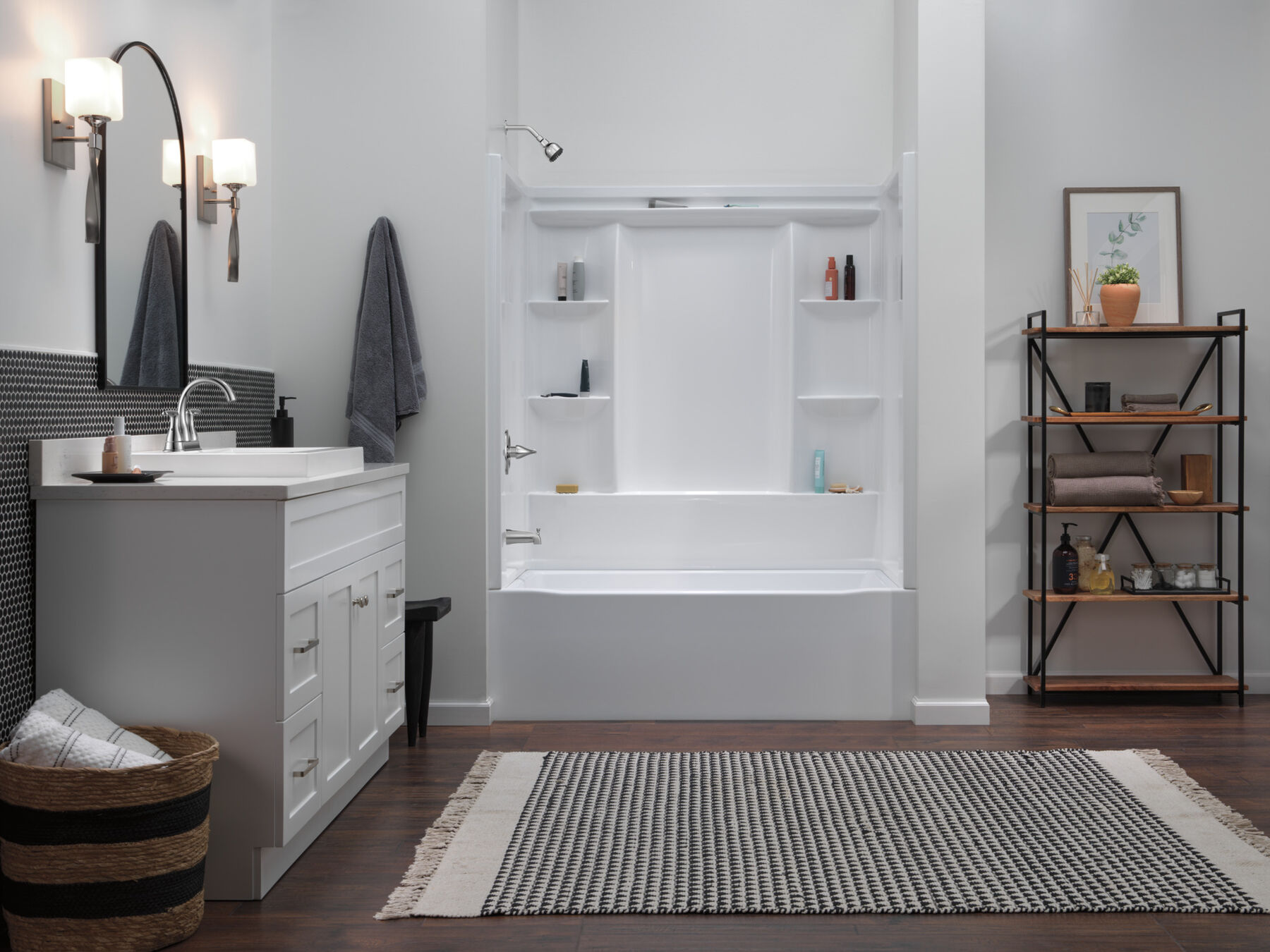 60x32 Alcove Bathtub Bundle with Trim, Drain and Overflow - Left Drain, image 1