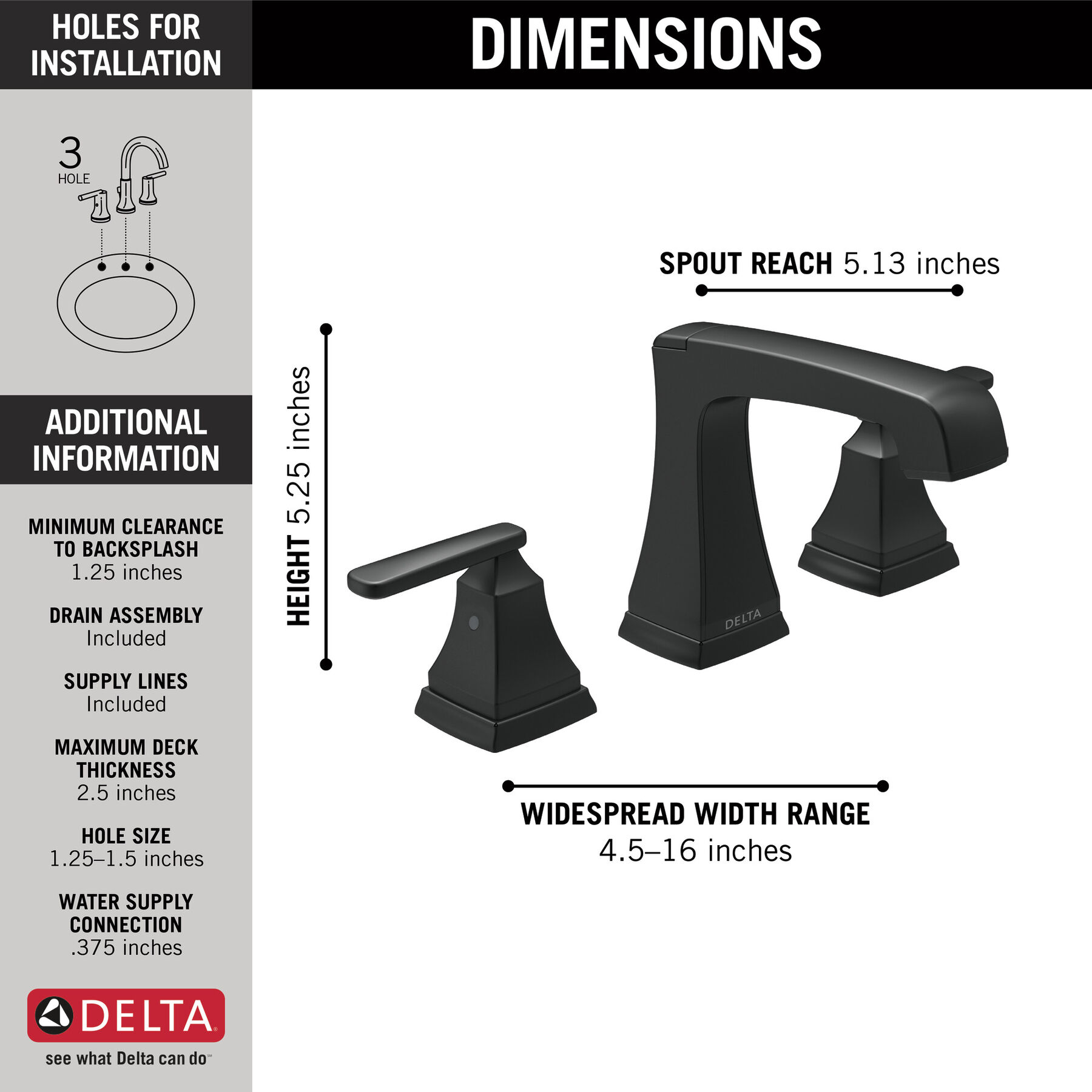 Llave para lavamanos de extensión con dos manijas, emergente de metal, imagen 1