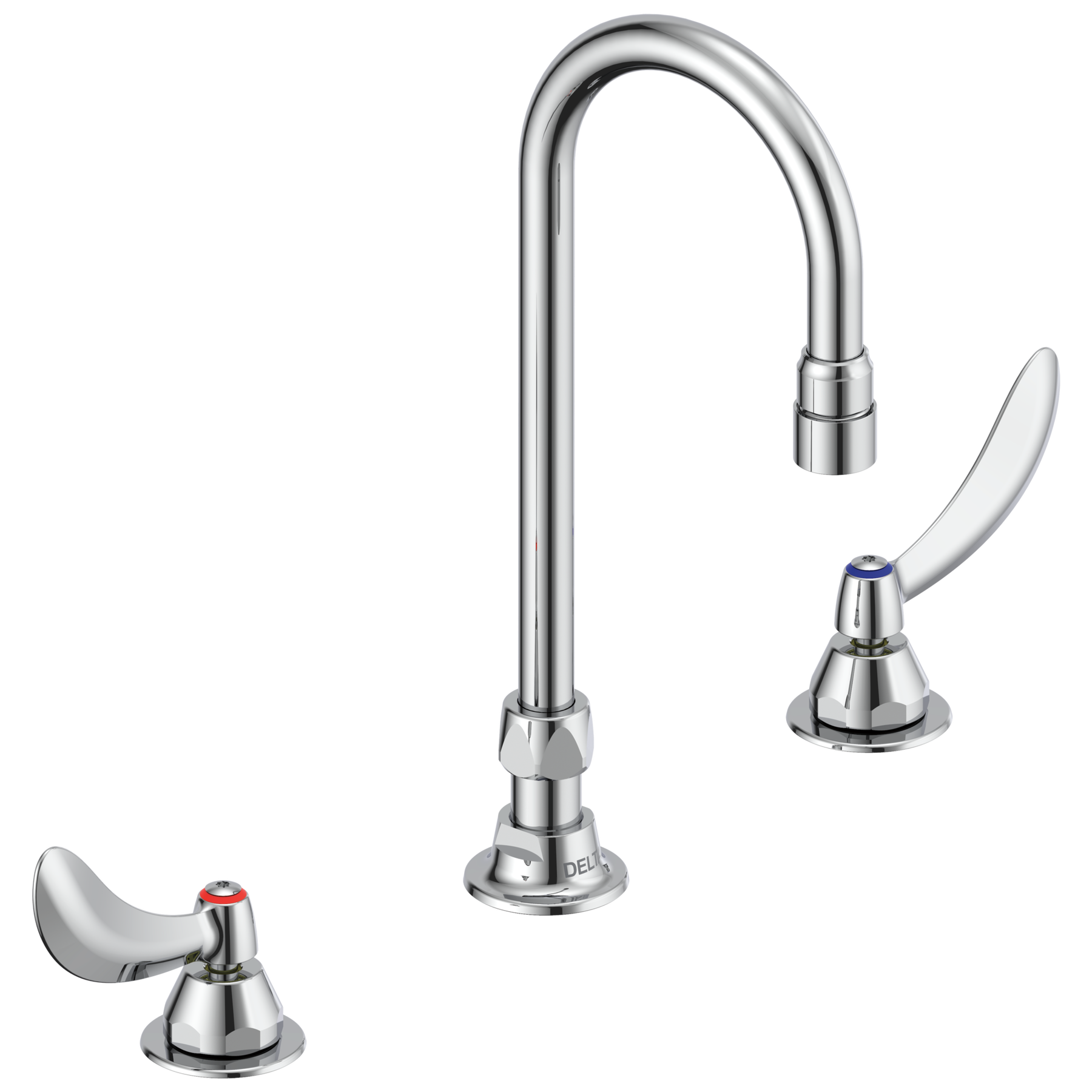 Two Handle Widespread Lavatory Faucet with Gooseneck Spout - Less Pop-Up