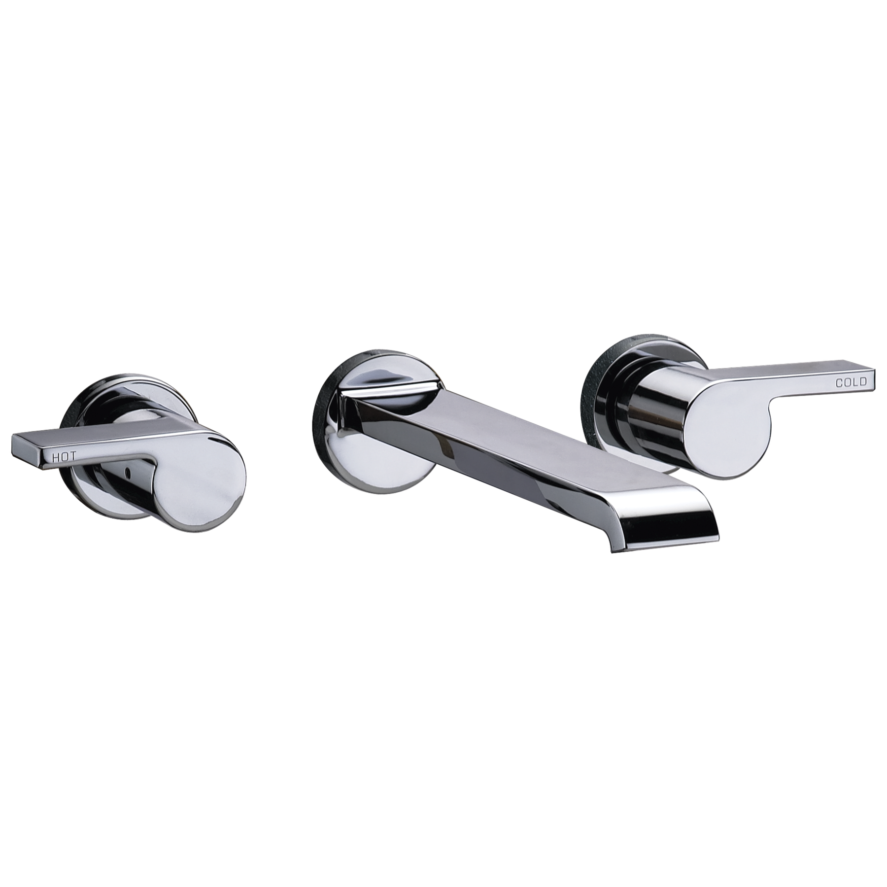 La llave para baño de dos manijas de montaje en pared incluye desagüe emergente - Válvula Delex
