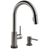 Touch2O with Touchless Technology Single Handle Pull-Down Kitchen Faucet with Soap Dispenser