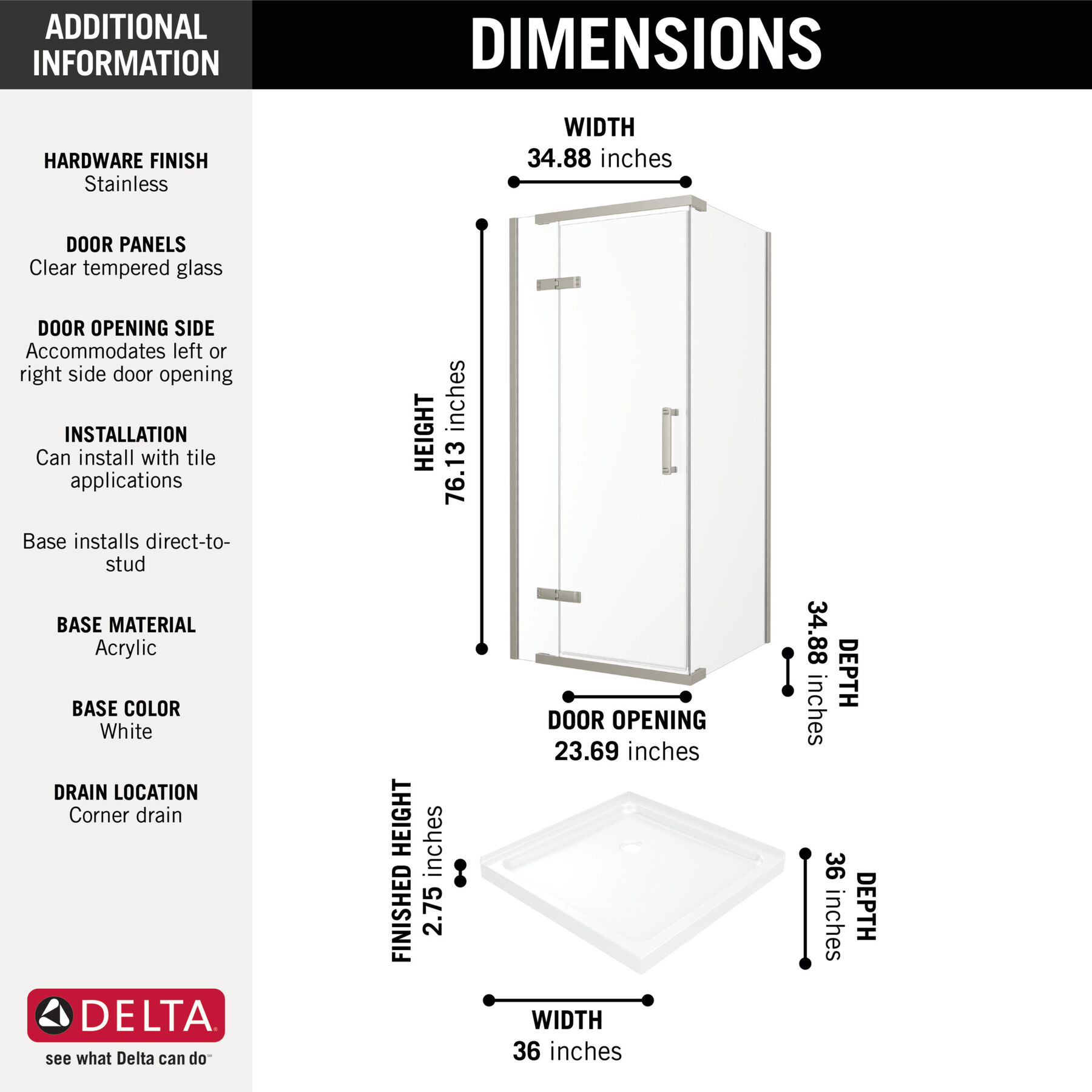 36x36 Corner Shower Bundle - Center, image 1