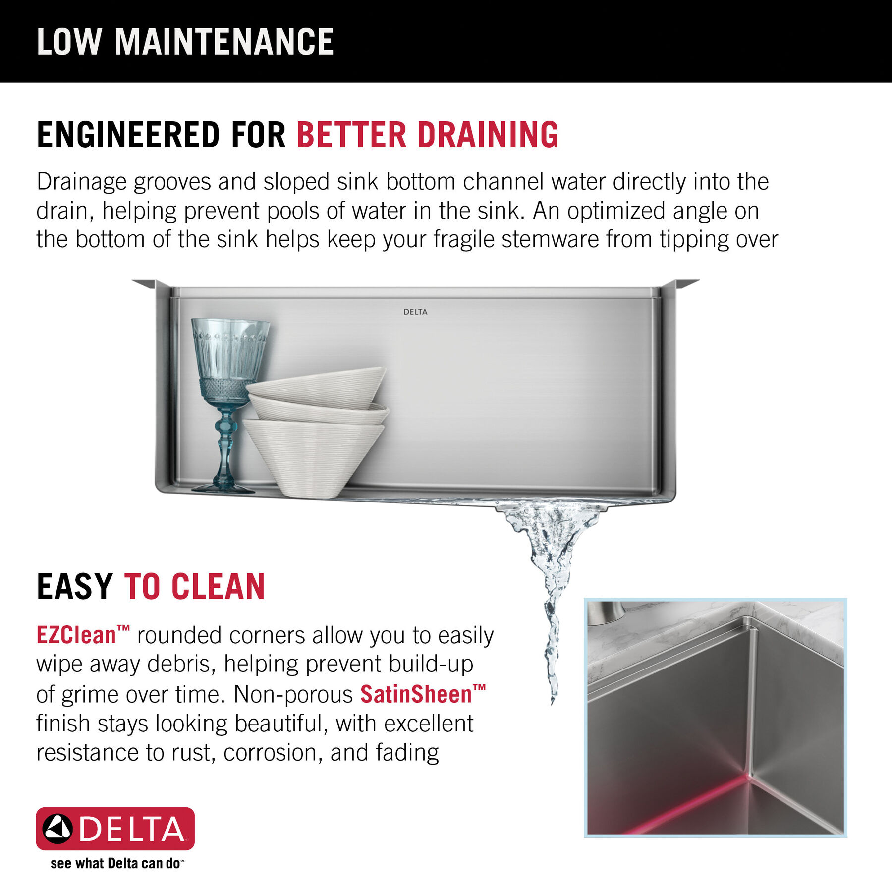 Lavabo de cocina tipo estación de trabajo con un receptáculo de acero inoxidable calibre 16 de 23" de montaje bajo encimera, con reborde WorkFlow™ y accesorios, imagen 8