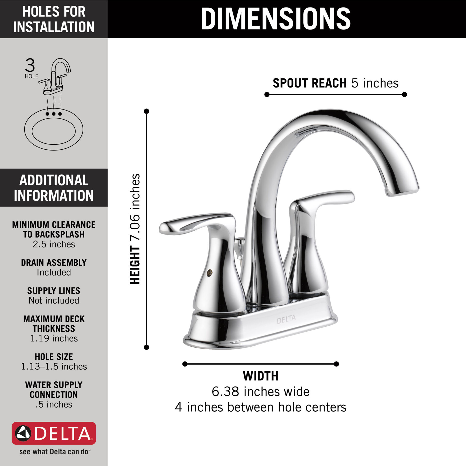Llave para baño de combinación con dos manijas, imagen 1