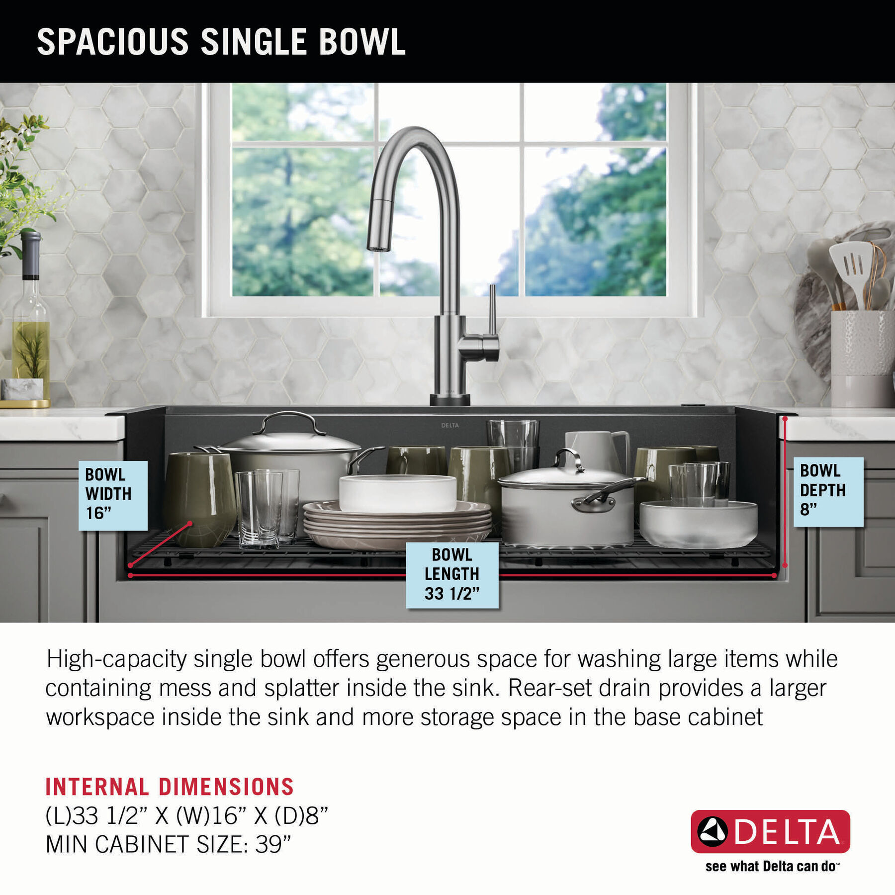 Lavabo de cocina tipo estación de trabajo para reacondicionamiento estilo campestre/borde delantero con un receptáculo calibre 16 de 36", con reborde WorkFlow™ y accesorios para instalación de montaje superior encastrado, imagen 3