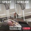 Llave para cocina monomando extensible con dispensador de jabón y tecnología ShieldSpray®
