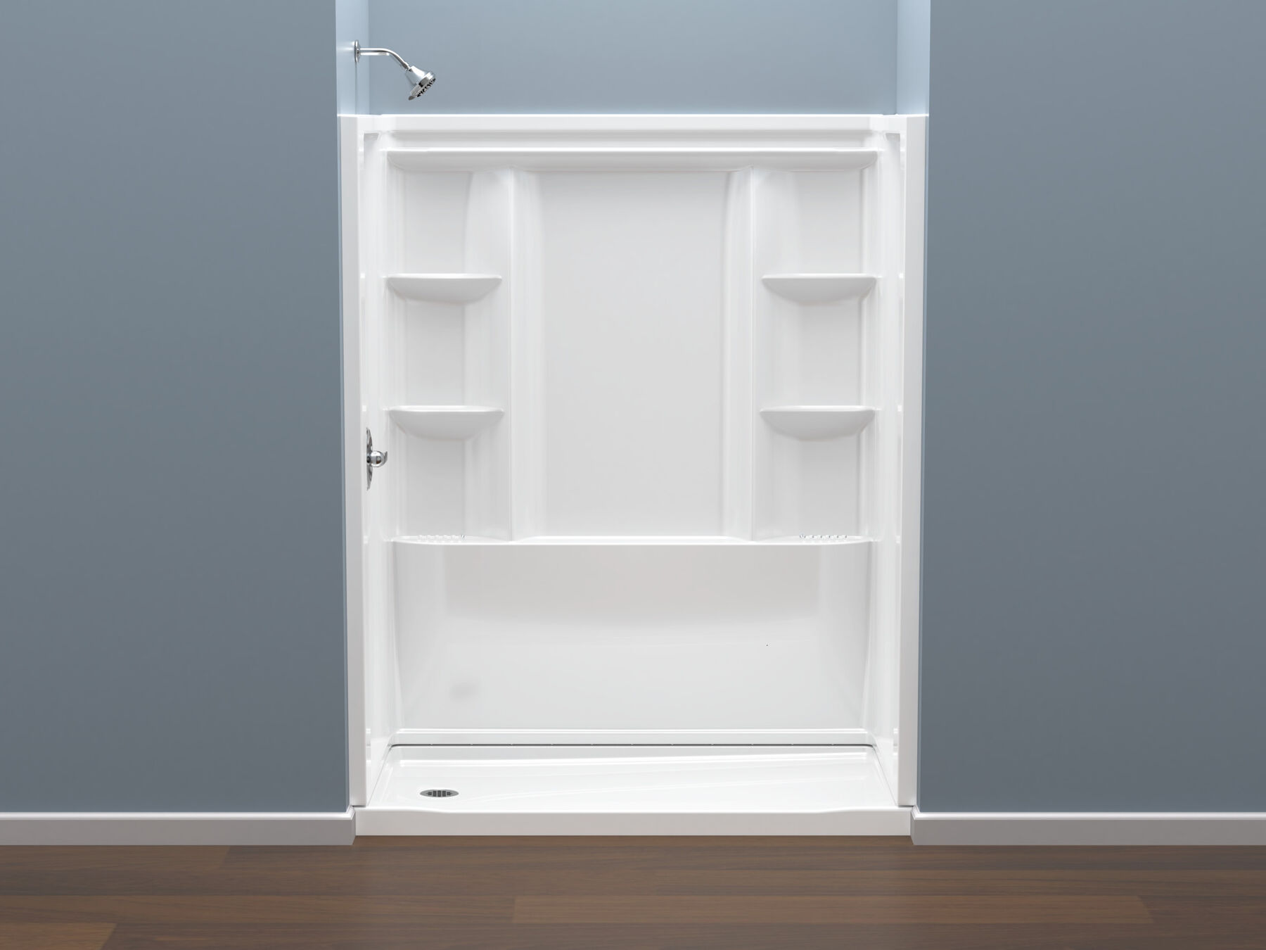 60x32 Alcove Shower Bundle with Trim and Drain - Left Drain, image 3