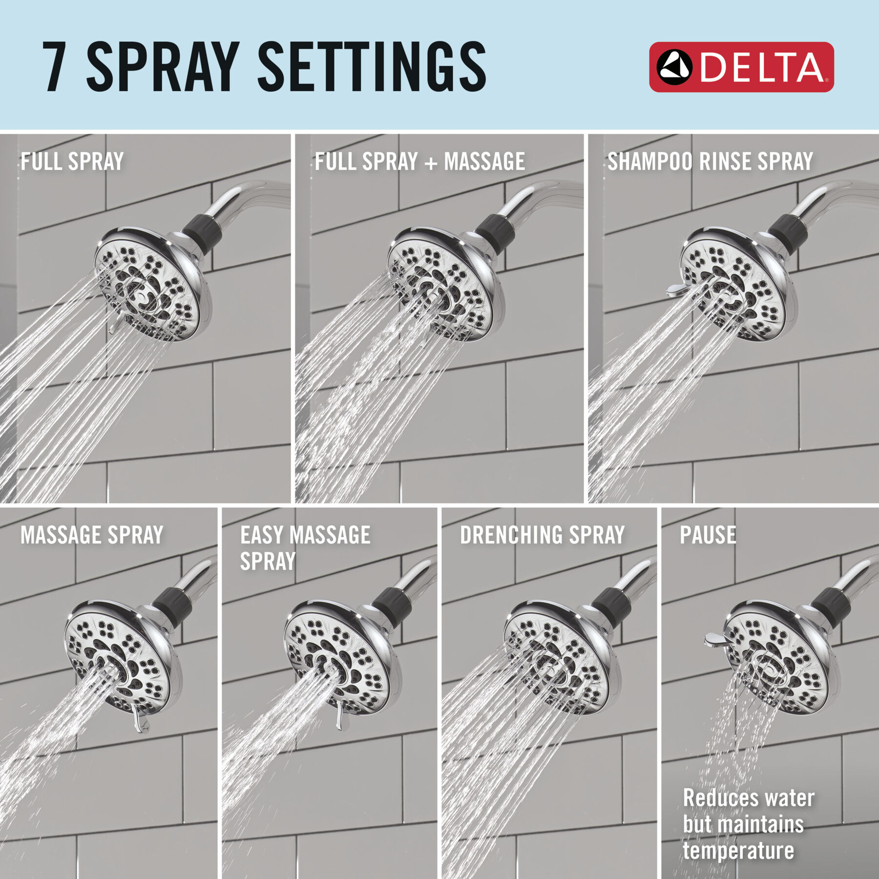 7-Setting Shower Head in Chrome - 1.75 GPM, image 2