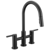 Llave para cocina tipo puente extensible con dos manijas