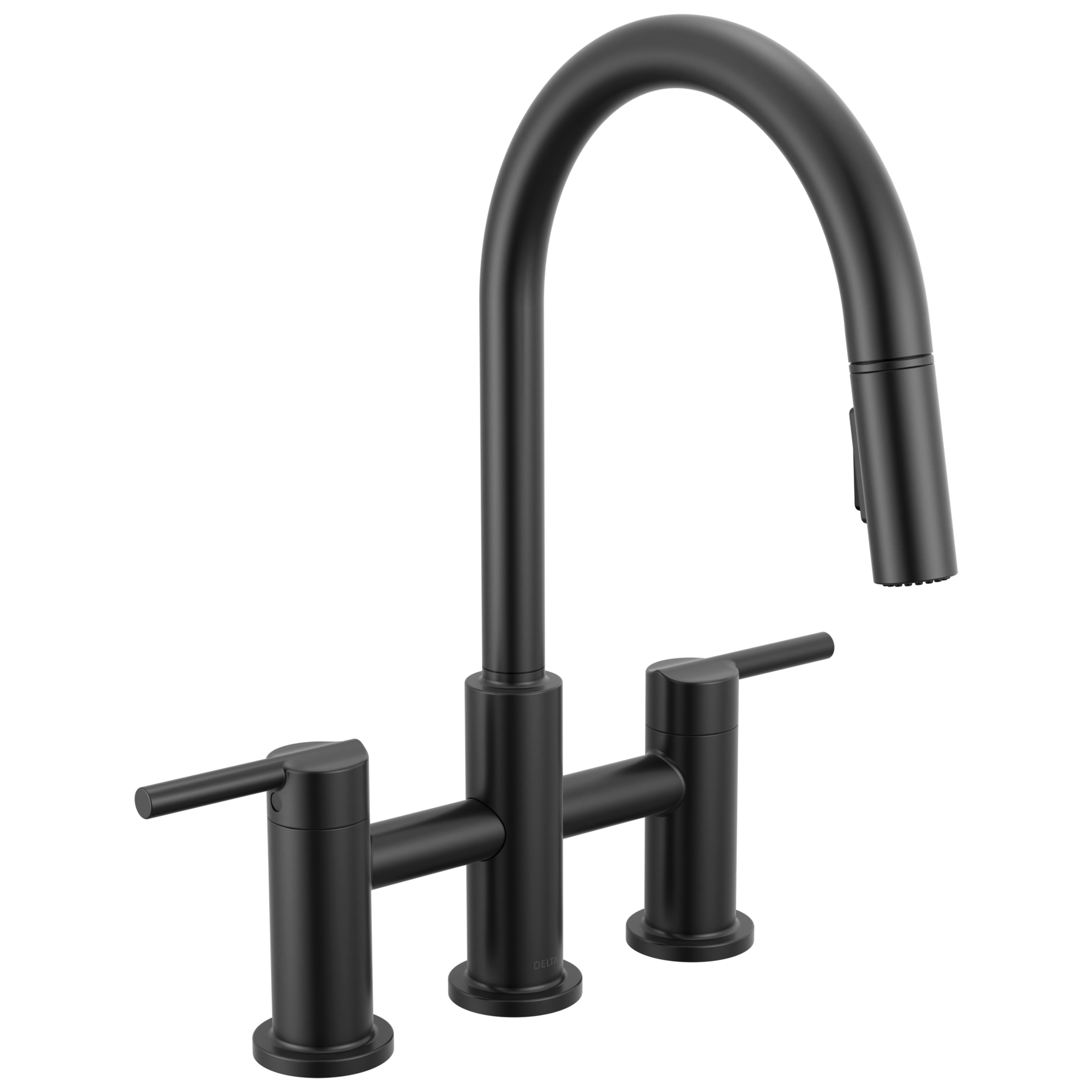 Llave para cocina tipo puente extensible con dos manijas
