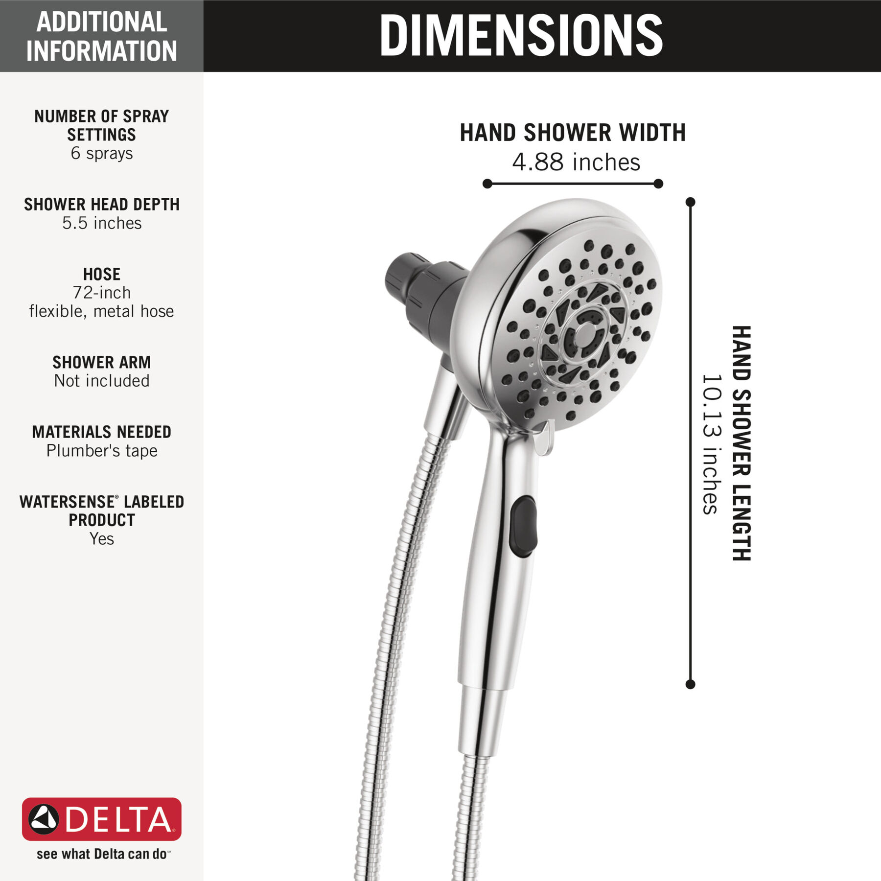 6-Setting SureDock® Magnetic Hand Shower, image 6