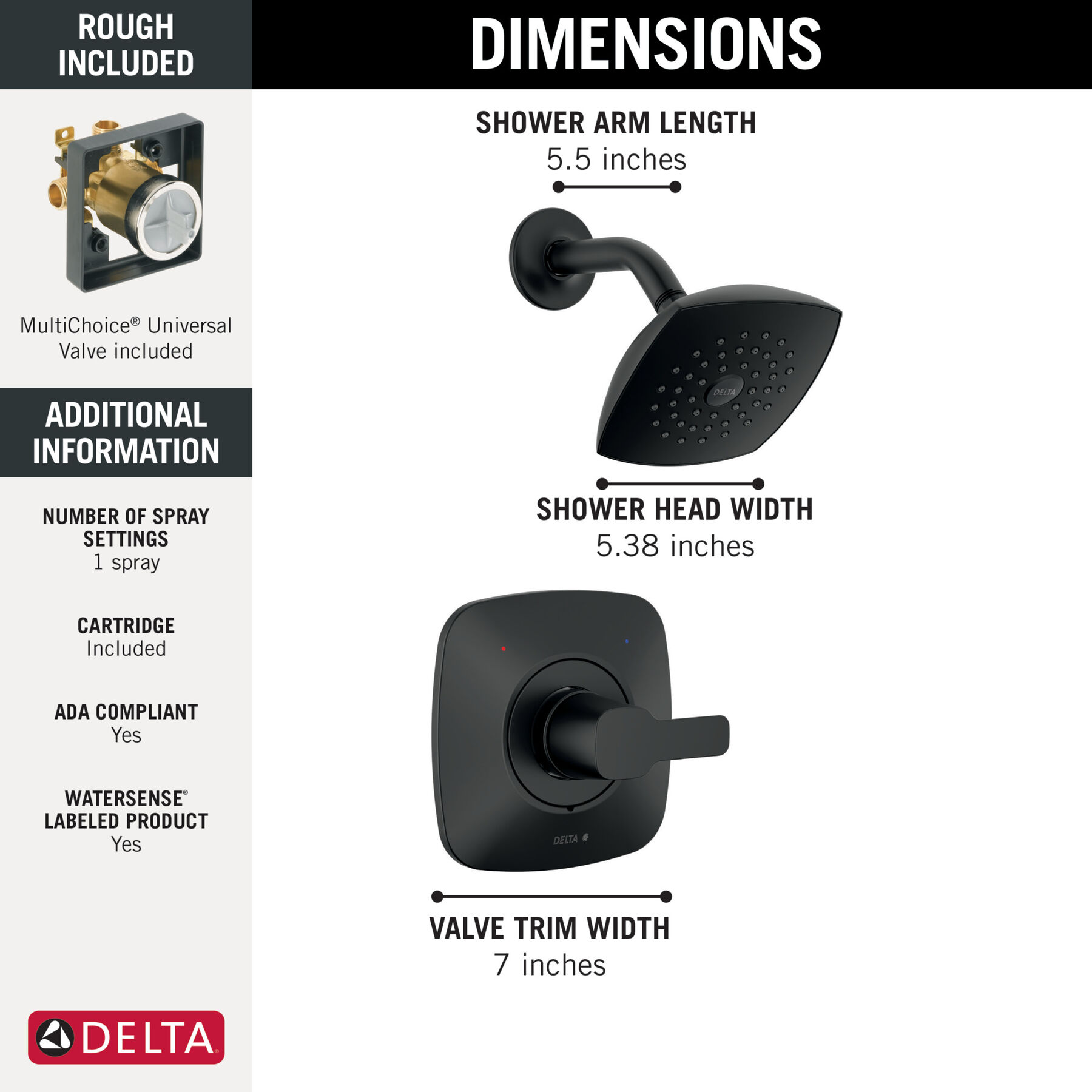 Single-Hole Lavatory Faucet with Shower Trim and Rough Bundle - 14 Series, image 2