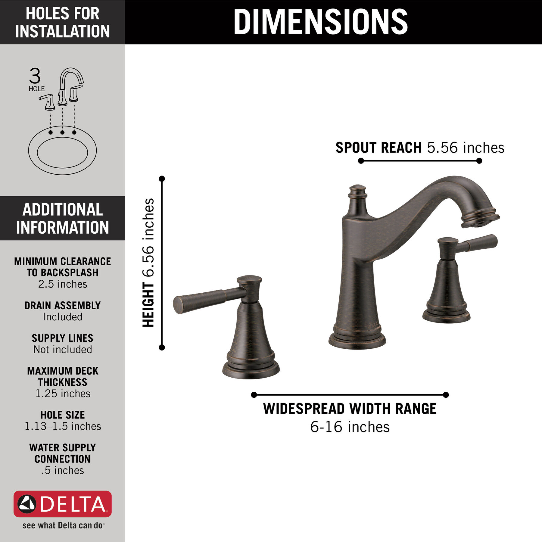 Llave para baño de extensión con dos manijas, imagen 1