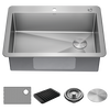 30” Drop-In Undermount Stainless Steel Single Bowl Kitchen Sink with Accessories