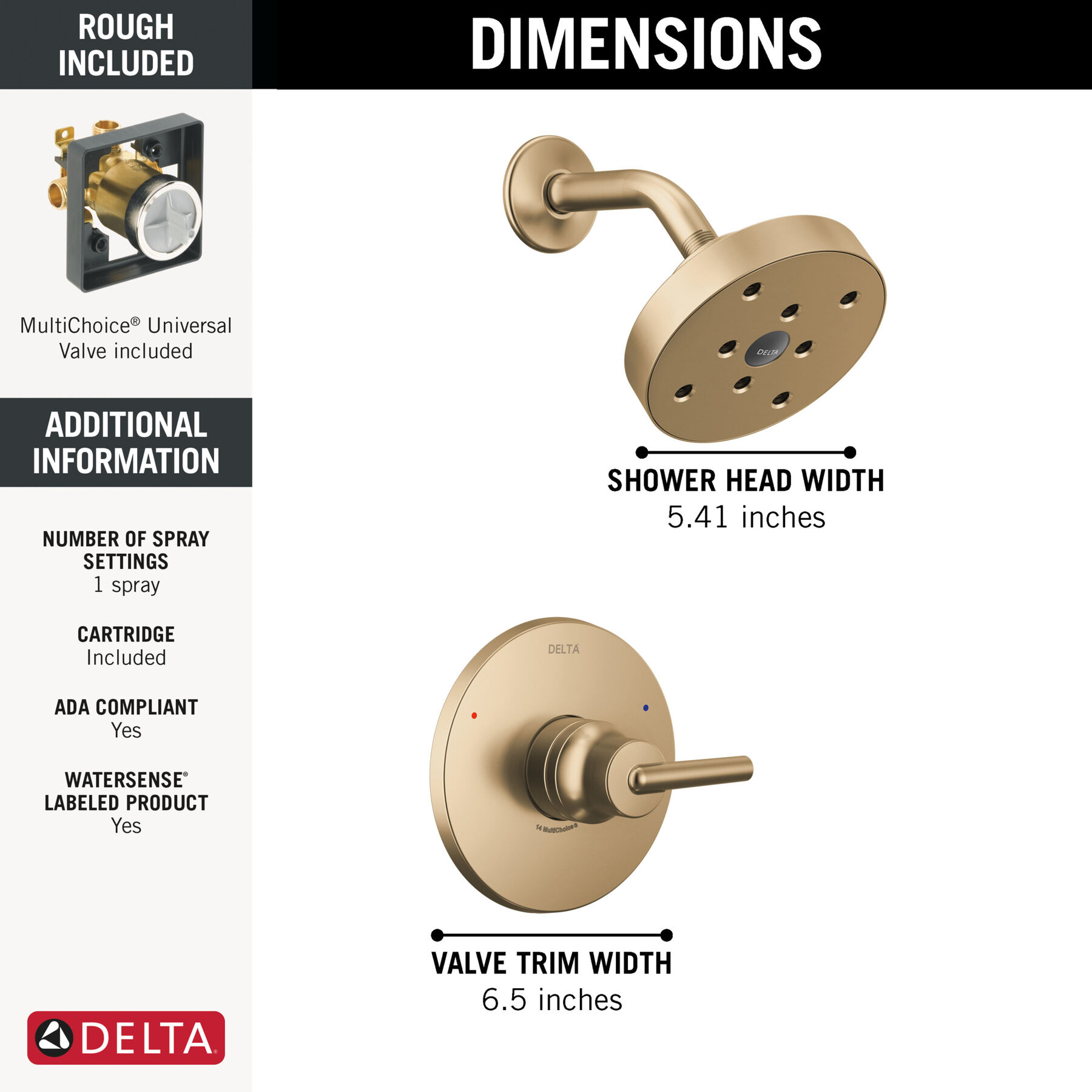 Widespread Lavatory Faucet with Shower Trim and Rough Bundle - 14 Series, image 3