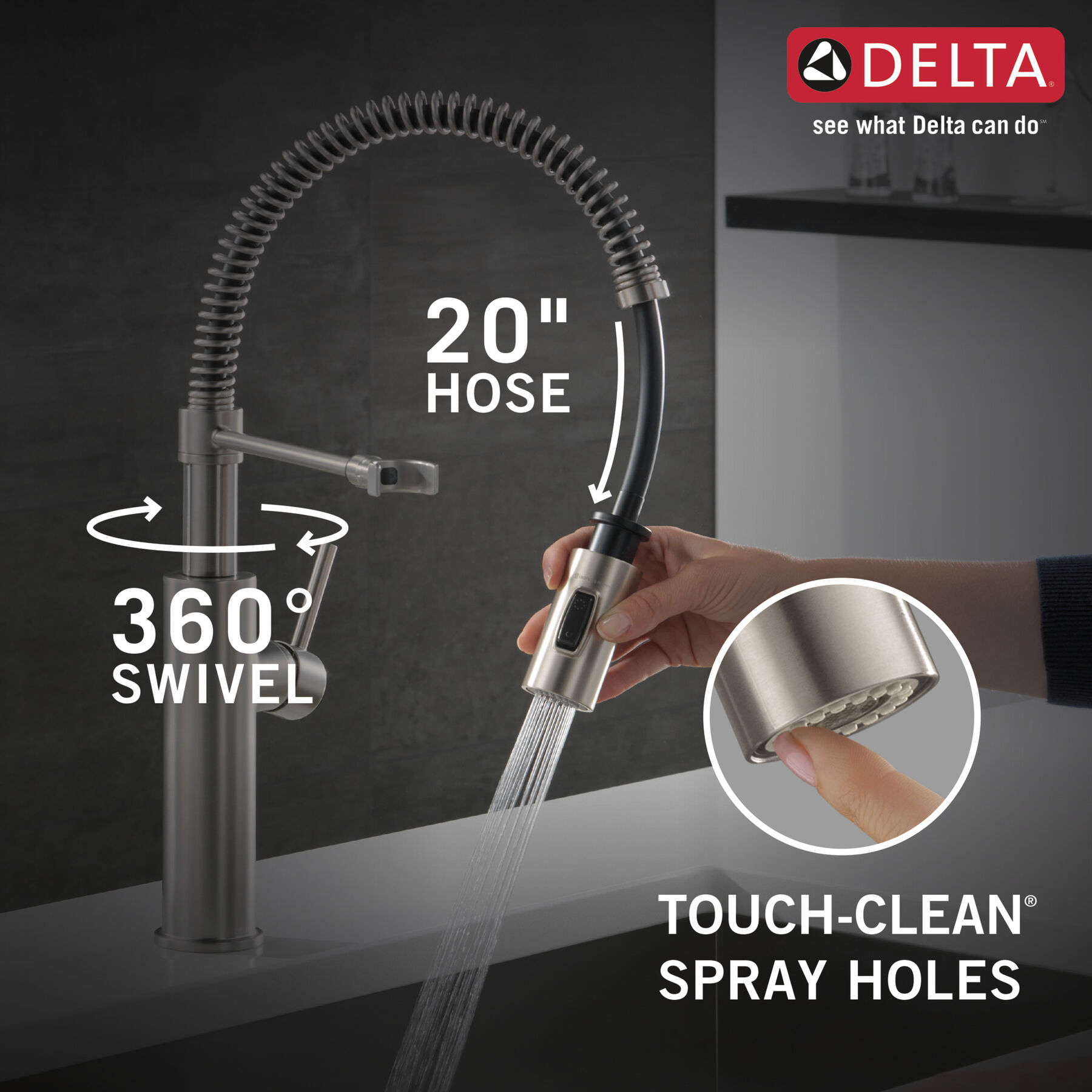Llave para cocina extensible de una manija con tubo de salida con muelle (producto recertificado), imagen 4