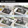 Lavabo de cocina tipo estación de trabajo con dos receptáculos de acero inoxidable 50/50 calibre 16 de 33" de montaje superior encastrado, con reborde WorkFlow™ y accesorios