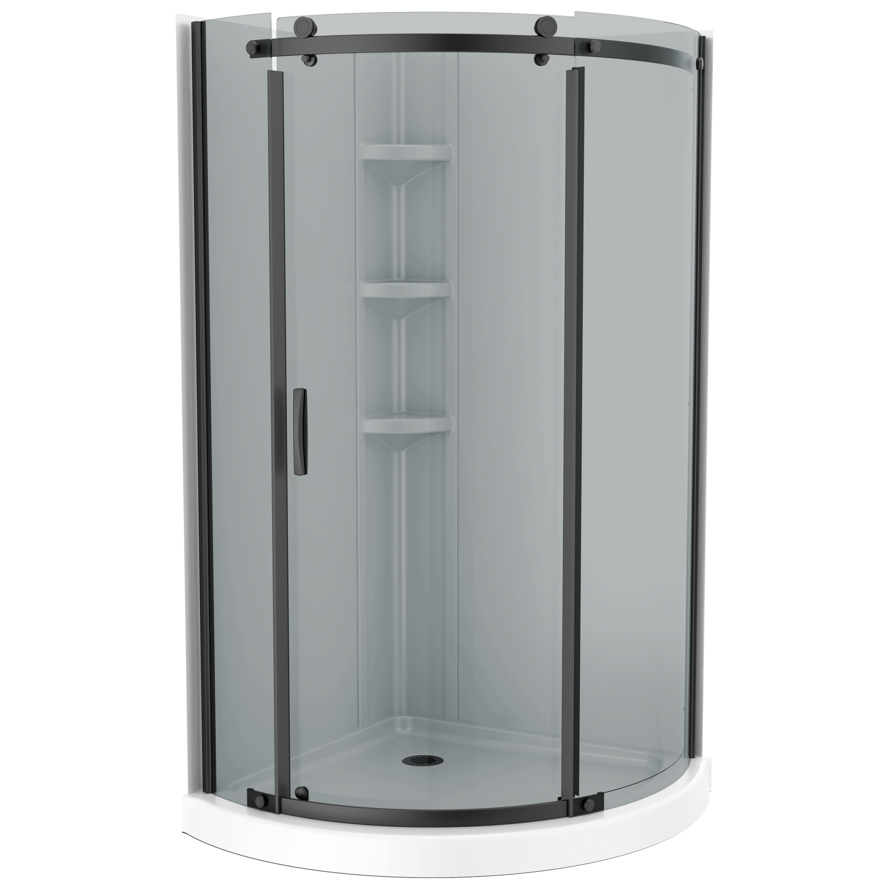 38x38 Corner Shower Bundle with Door - Classic Round with Glue Up Wall Set