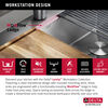 Lavabo de cocina tipo estación de trabajo con un receptáculo de acero inoxidable de 30" de montaje superior encastrado, con reborde WorkFlow™ y accesorios