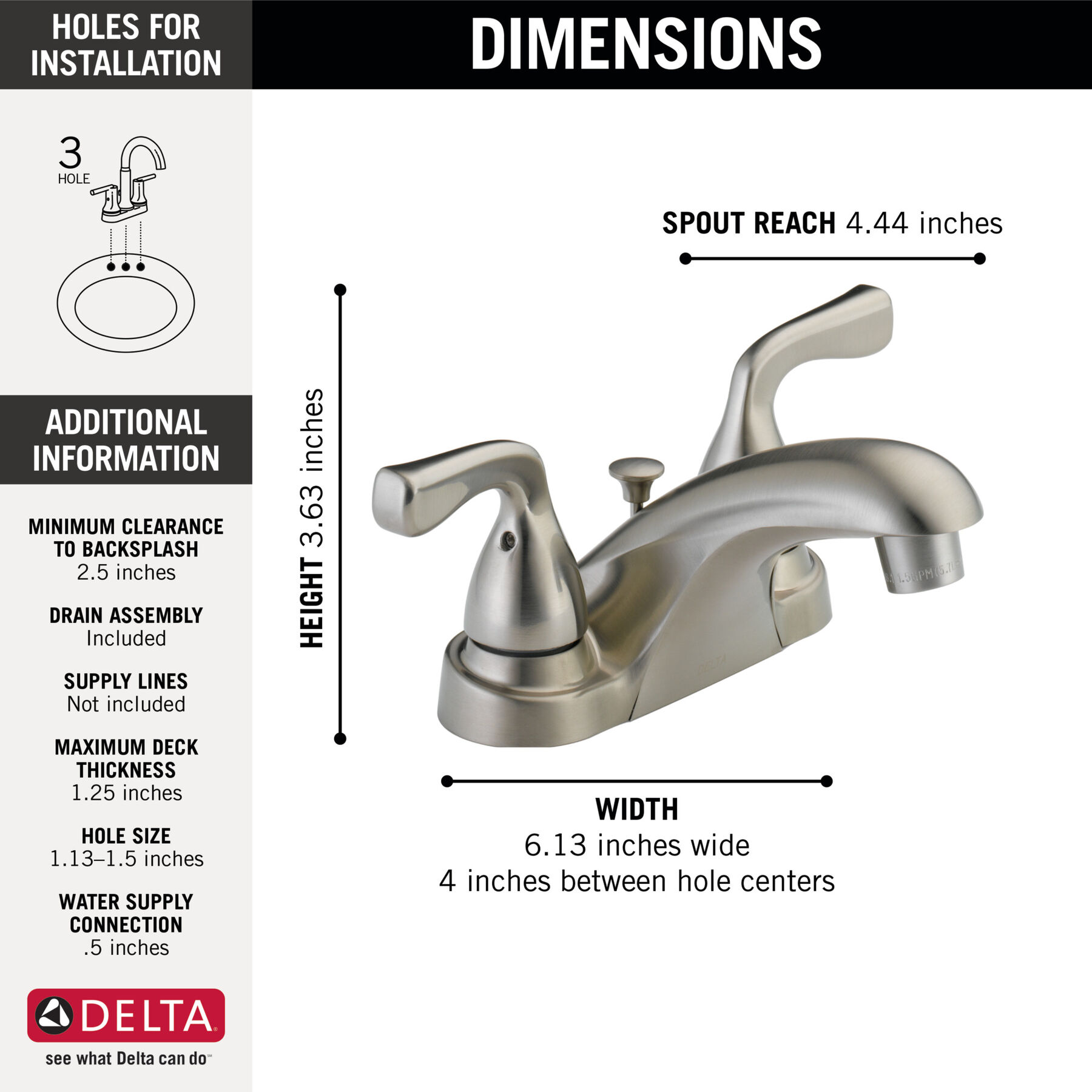 Llave para baño de combinación con dos manijas, imagen 1