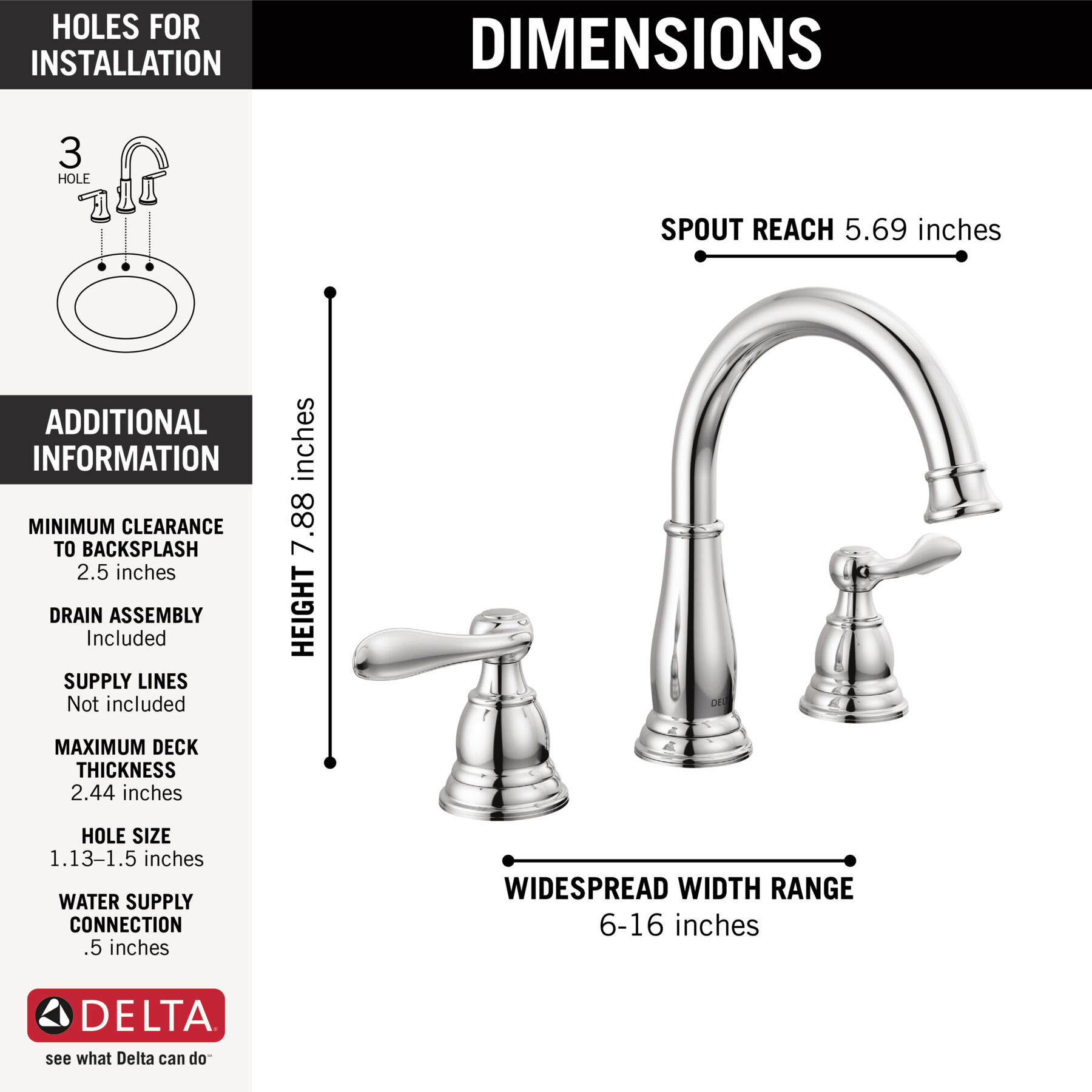 Llave para baño de extensión con dos manijas, imagen 1