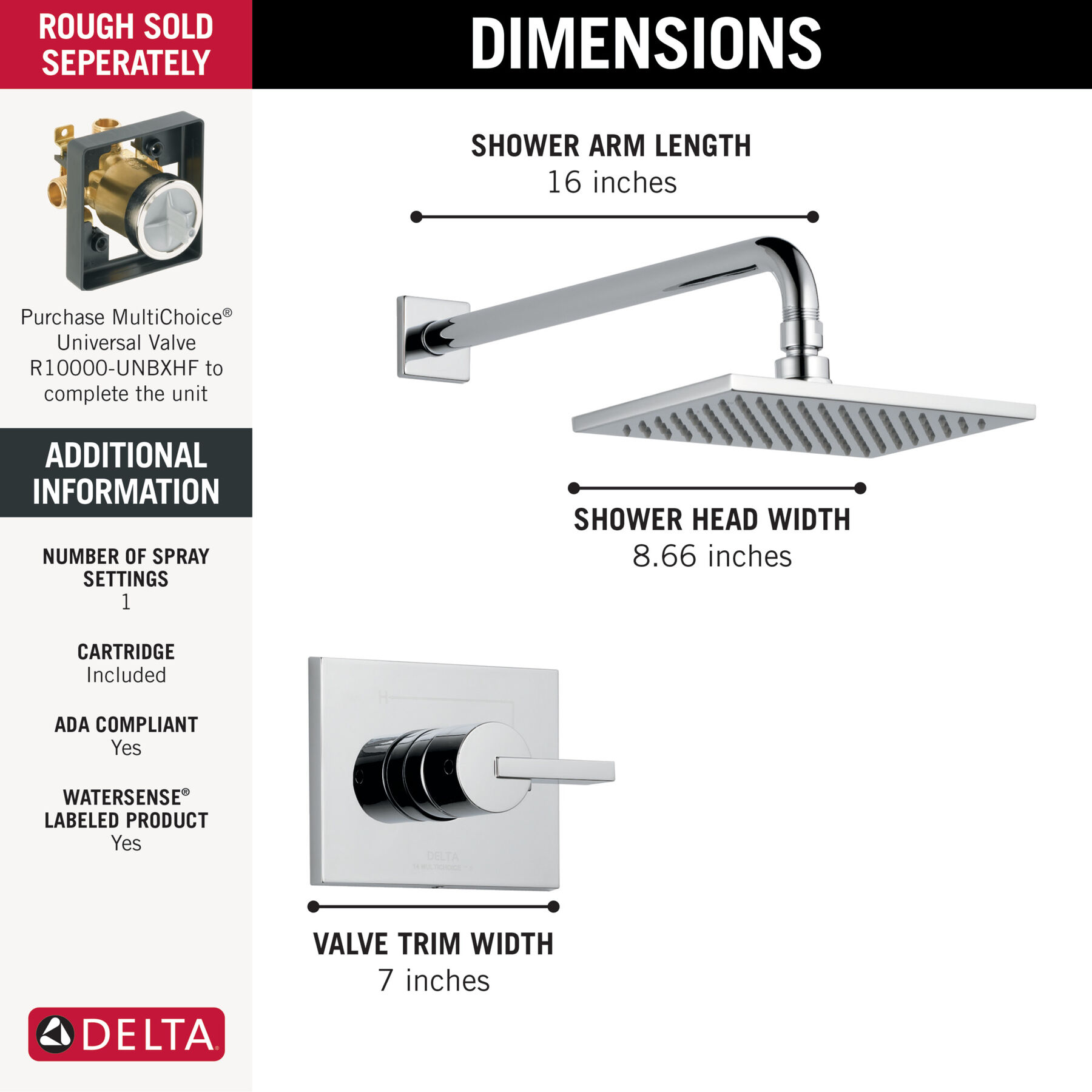 Widespread Lavatory Faucet with Shower Trim Bundle - 14 Series, image 2