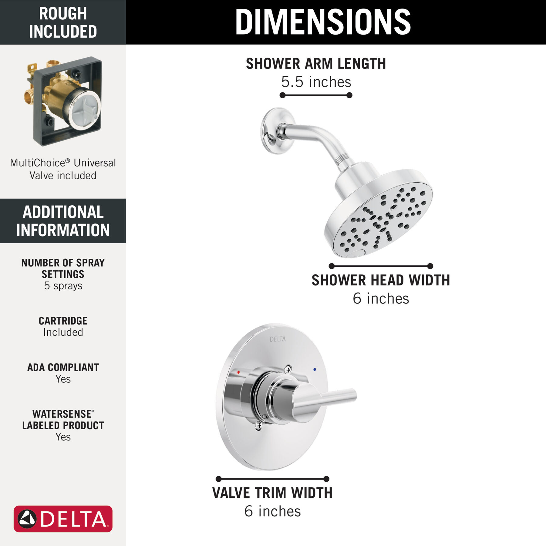 Widespread Lavatory Faucet with Shower Trim Bundle - 14 Series, image 3