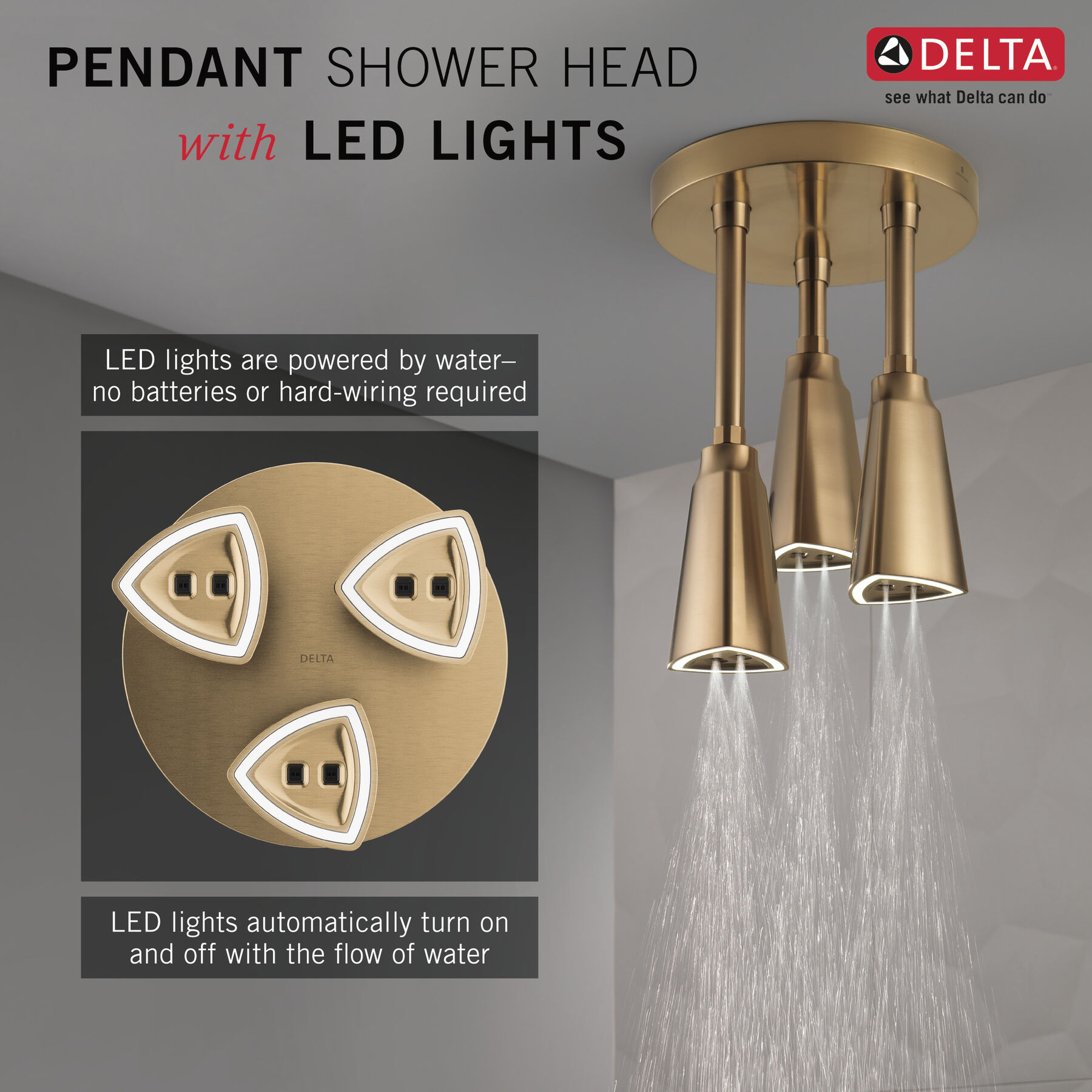 Regadera tipo lluvia colgante H<sub>2</sub>Okinetic® con luz de LED, imagen 2