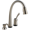 Llave deslizable de una manija para cocina con tecnología Touch2O® y dispensador de jabón