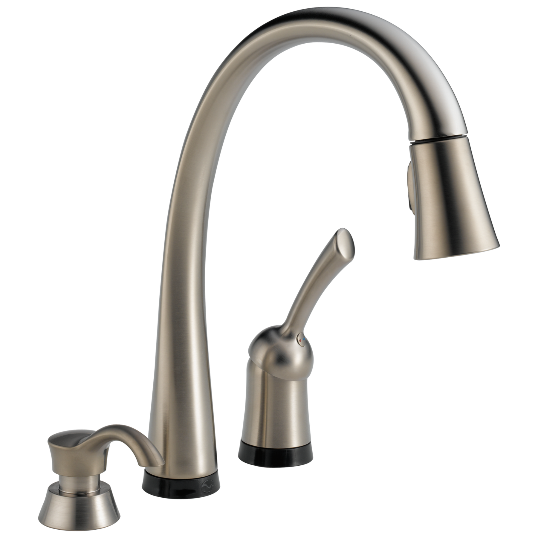 Llave deslizable de una manija para cocina con tecnología Touch2O® y dispensador de jabón