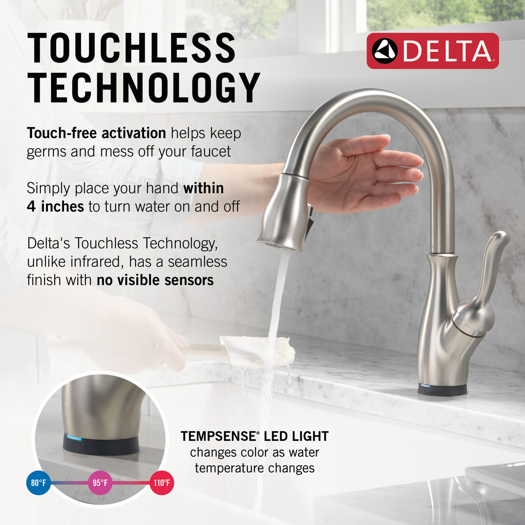 Touch<sub>2</sub>O® Technology Kitchen Faucet with Touchless Technology, image 12