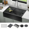Lavabo de cocina tipo estación de trabajo para reacondicionamiento estilo campestre/borde delantero con un receptáculo calibre 16 de 33", con reborde WorkFlow™ y accesorios para instalación de montaje superior encastrado