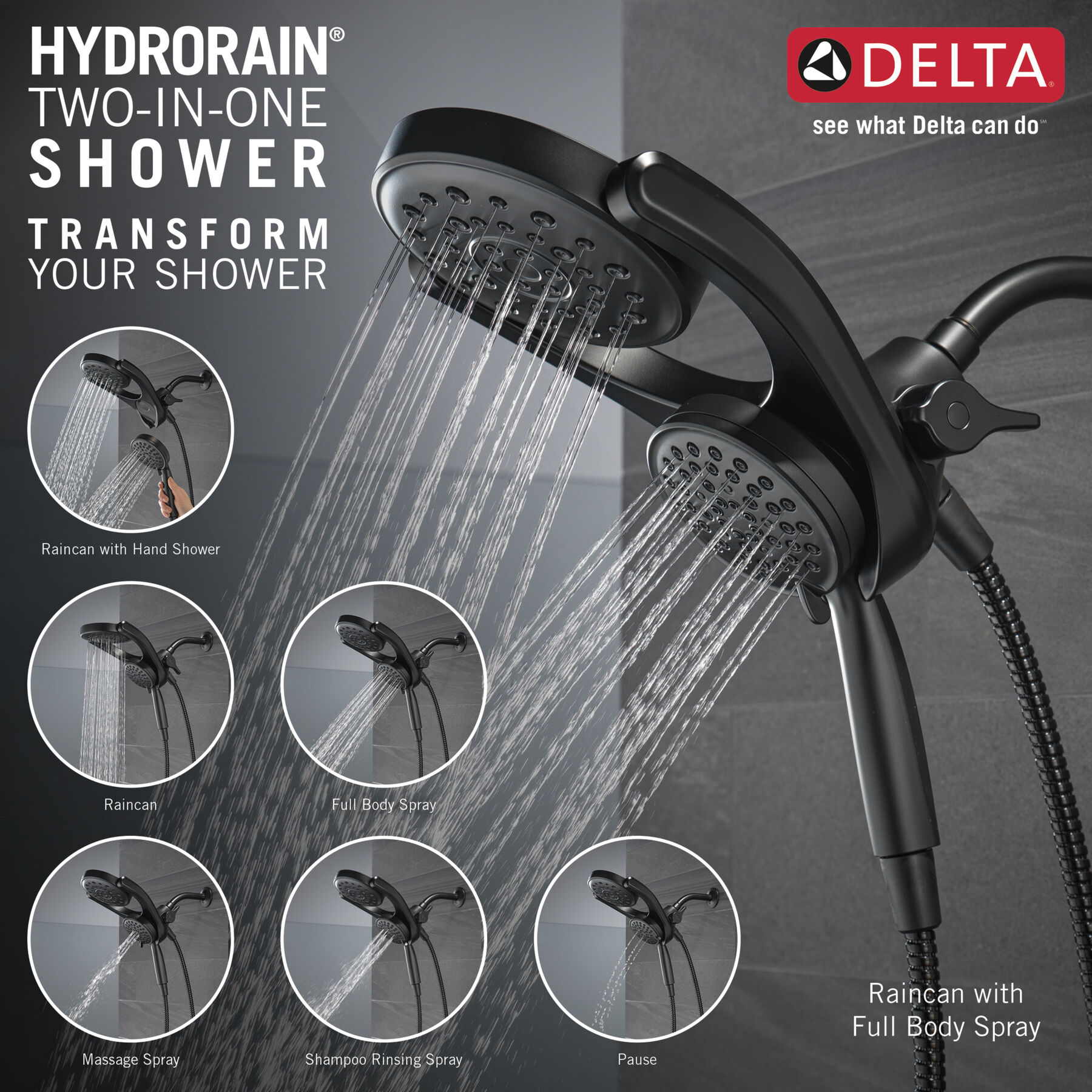 Regadera dos en uno HydroRain® de 4 funciones, imagen 2
