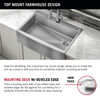 Lavabo de cocina para reacondicionamiento estilo campestre/borde delantero con un receptáculo de acero inoxidable calibre 16 de 30", para instalación de montaje bajo encimera/encastrado con accesorios