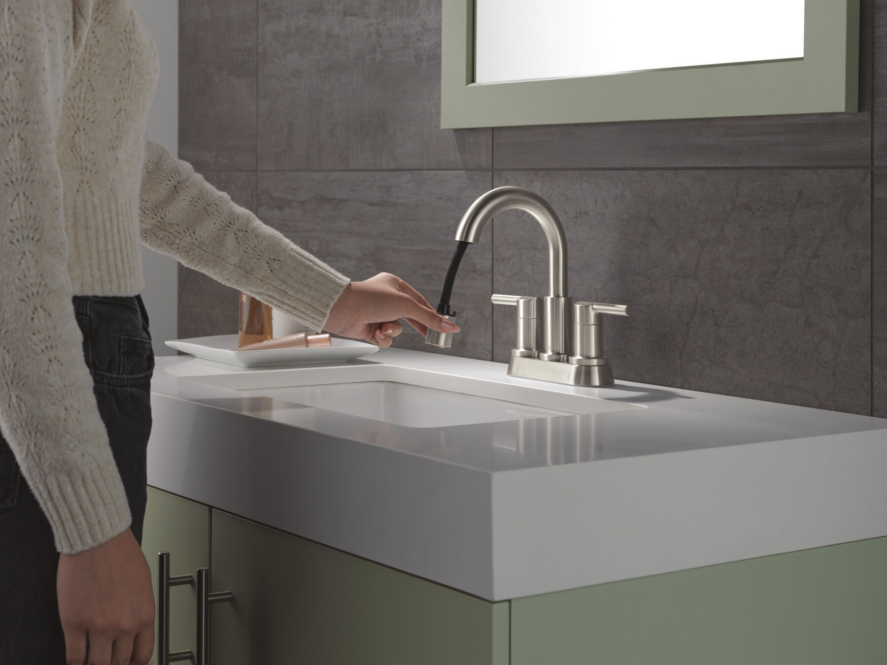 Llave para baño extensible de combinación de dos manijas, imagen 3