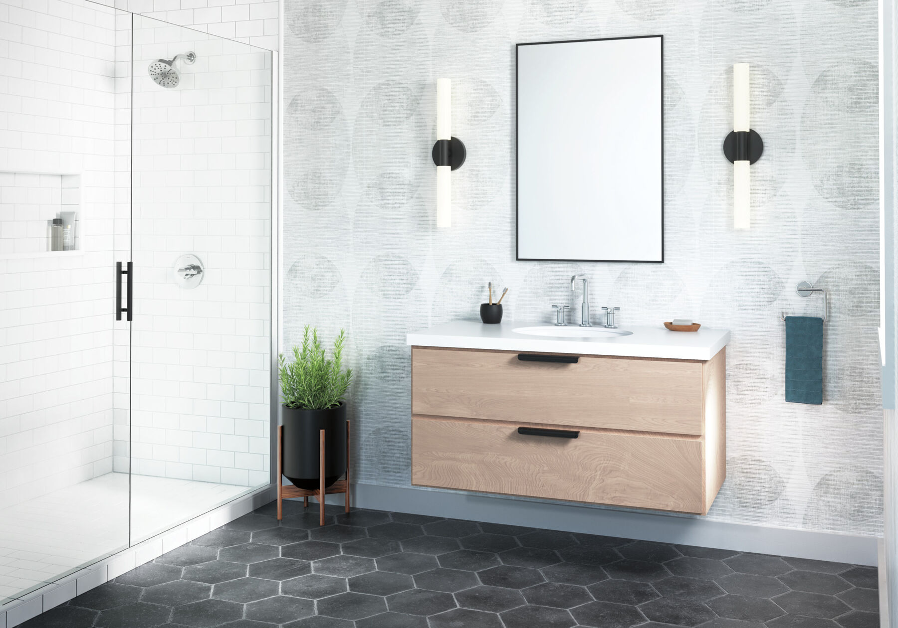 Widespread Lavatory Faucet with Shower Trim Bundle - 14 Series, image 1