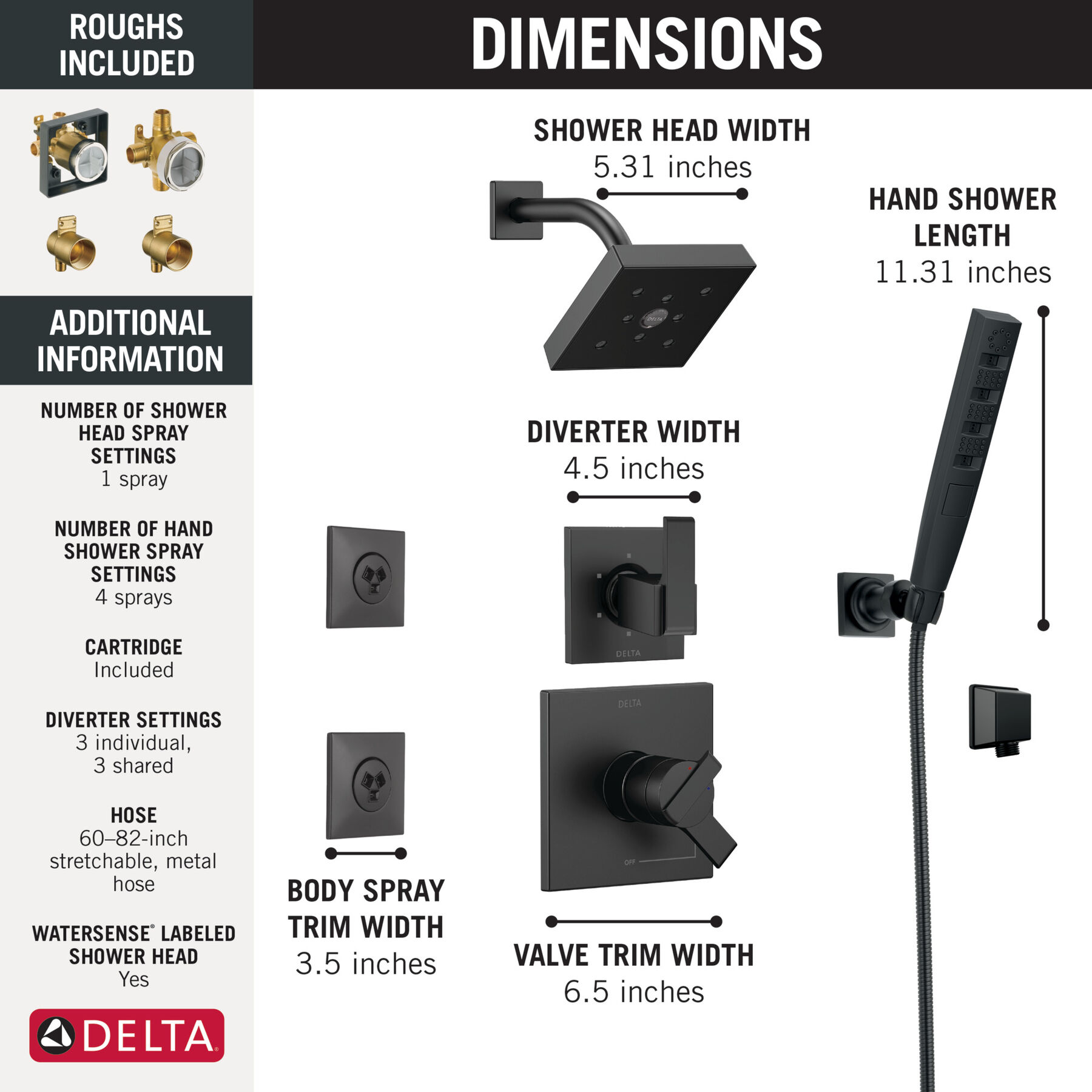 6-Setting (Non-Integrated) Custom Shower Bundle, image 1
