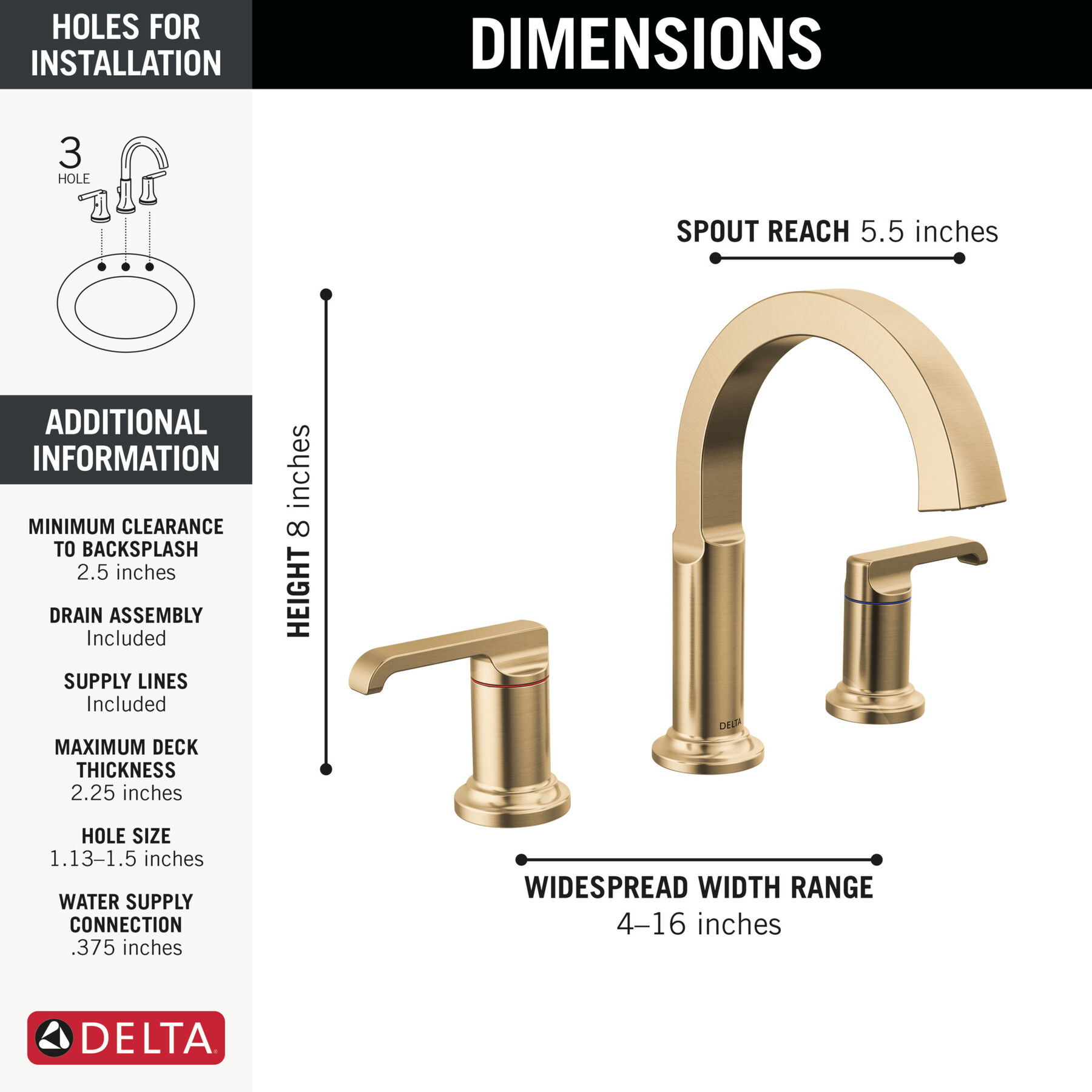 Llave para baño de extensión con dos manijas (producto recertificado), imagen 1
