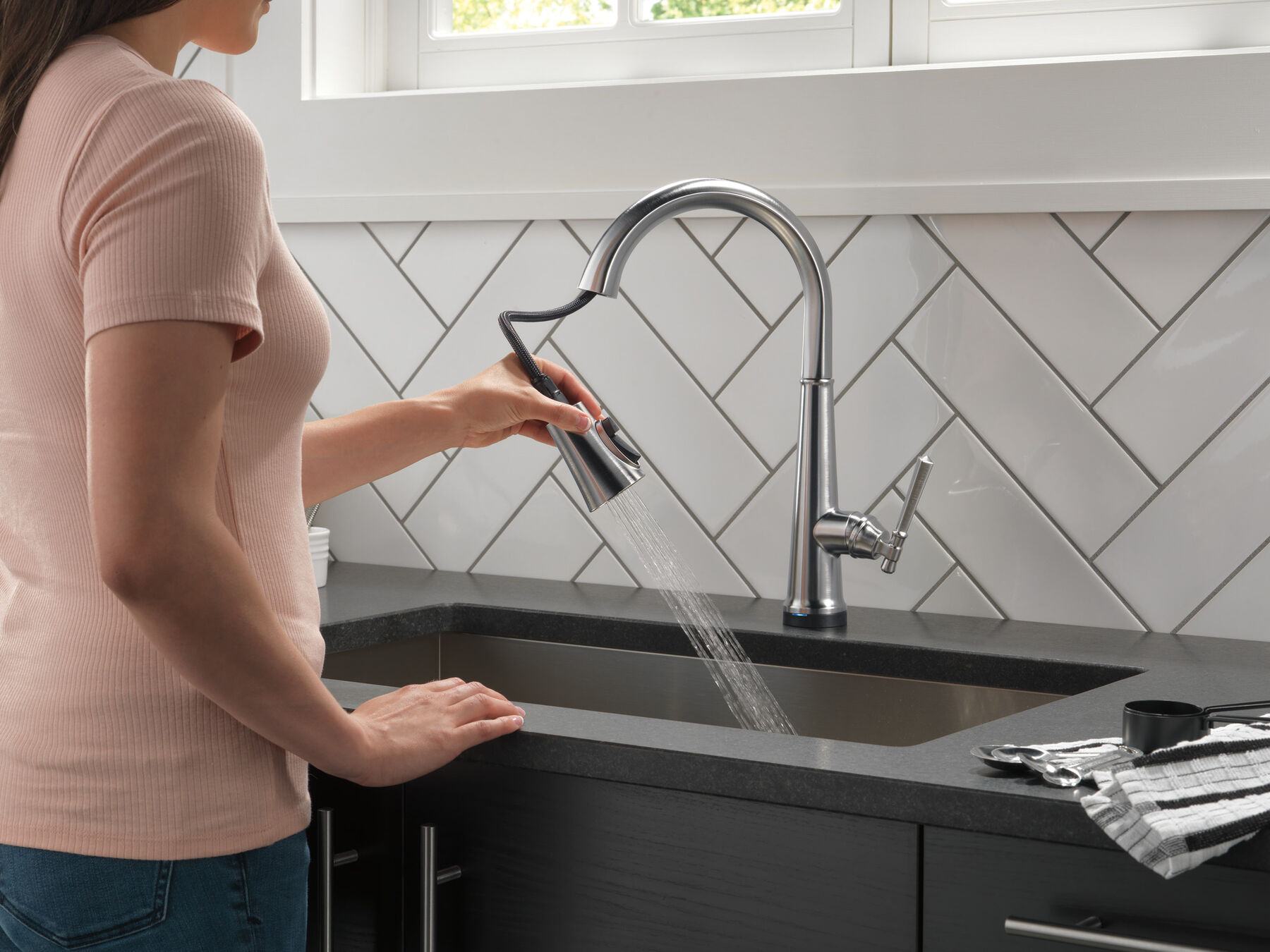 Llave para cocina monomando extensible con tecnología Touch<sub>2</sub>O®, imagen 12
