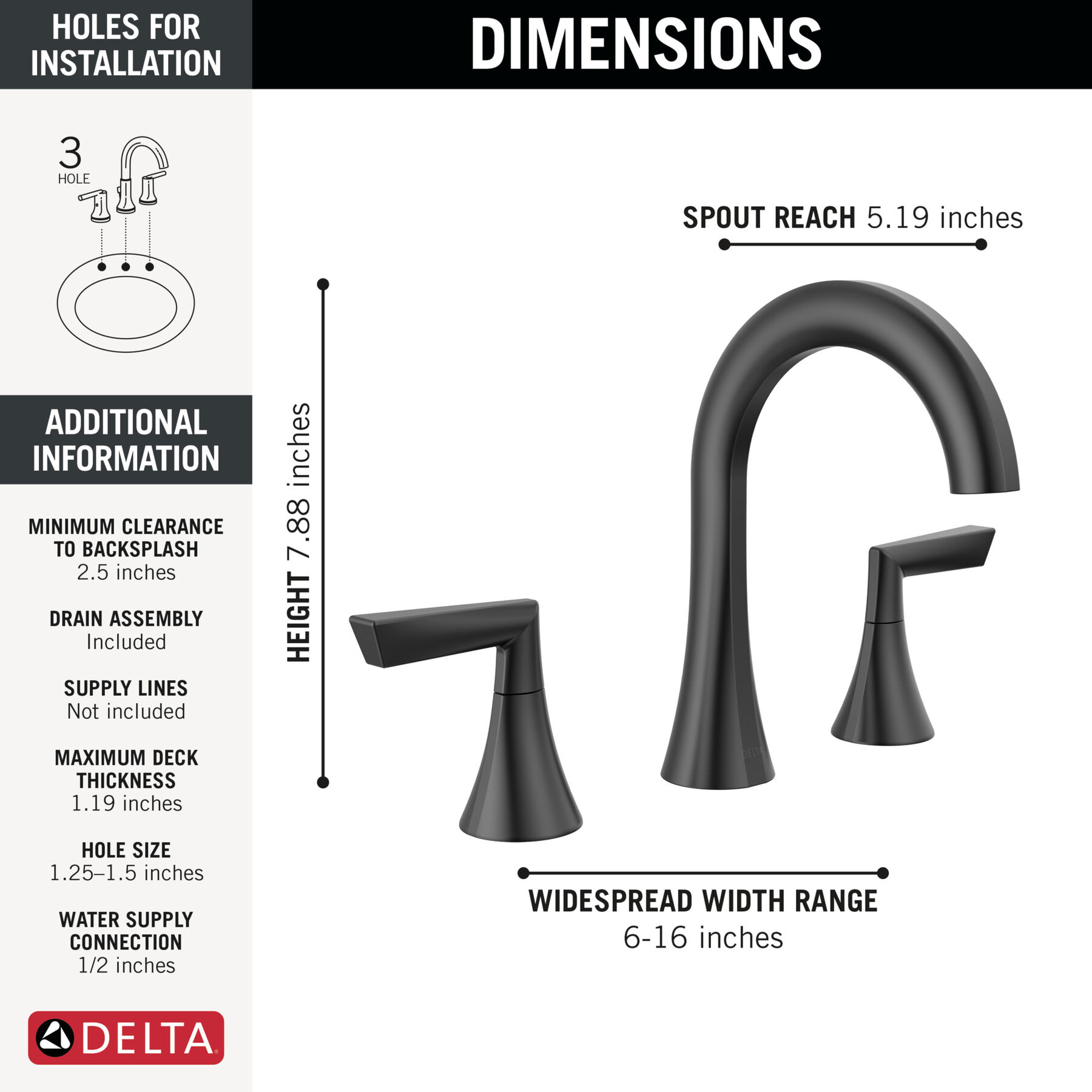 Llave para baño de extensión con dos manijas, imagen 1