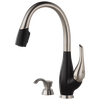 Llave de una manija con tubo de salida deslizable para cocina con dispensador de jabón