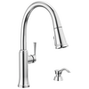 Llave para cocina monomando extensible con dispensador de jabón y tecnología ShieldSpray