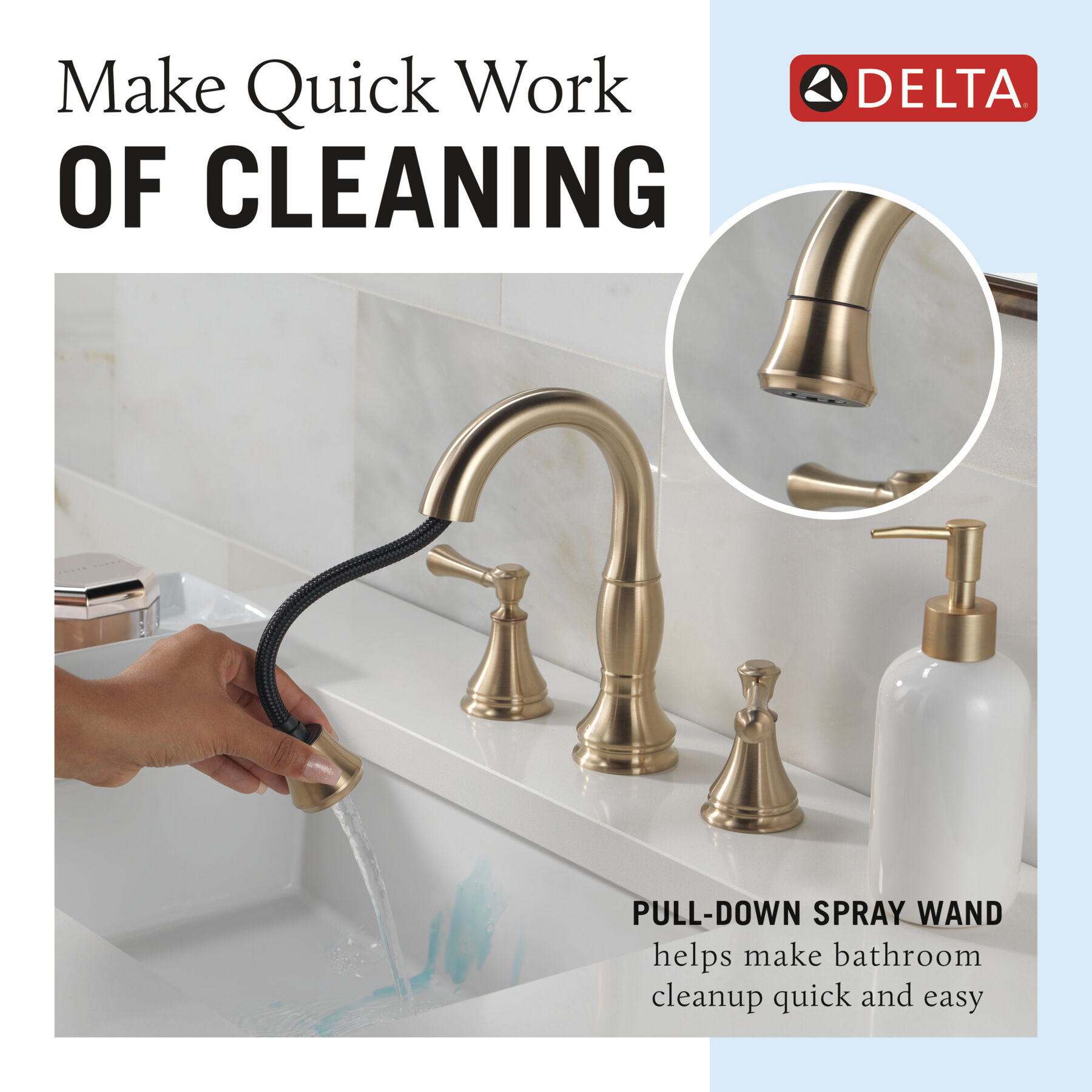 Two Handle Widespread Pull Down Bathroom Faucet (Recertified), image 2