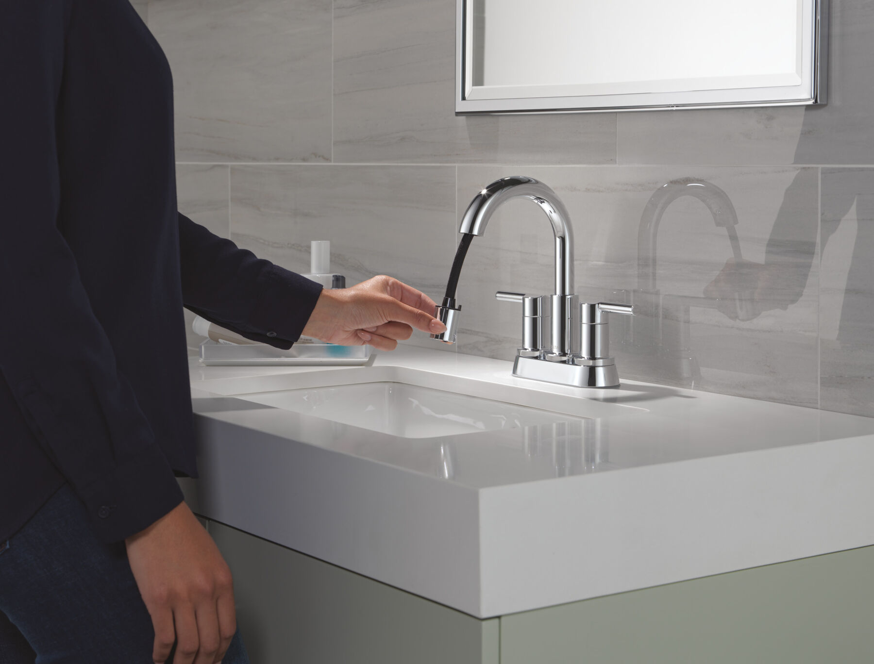 Llave para baño extensible de combinación de dos manijas, imagen 3