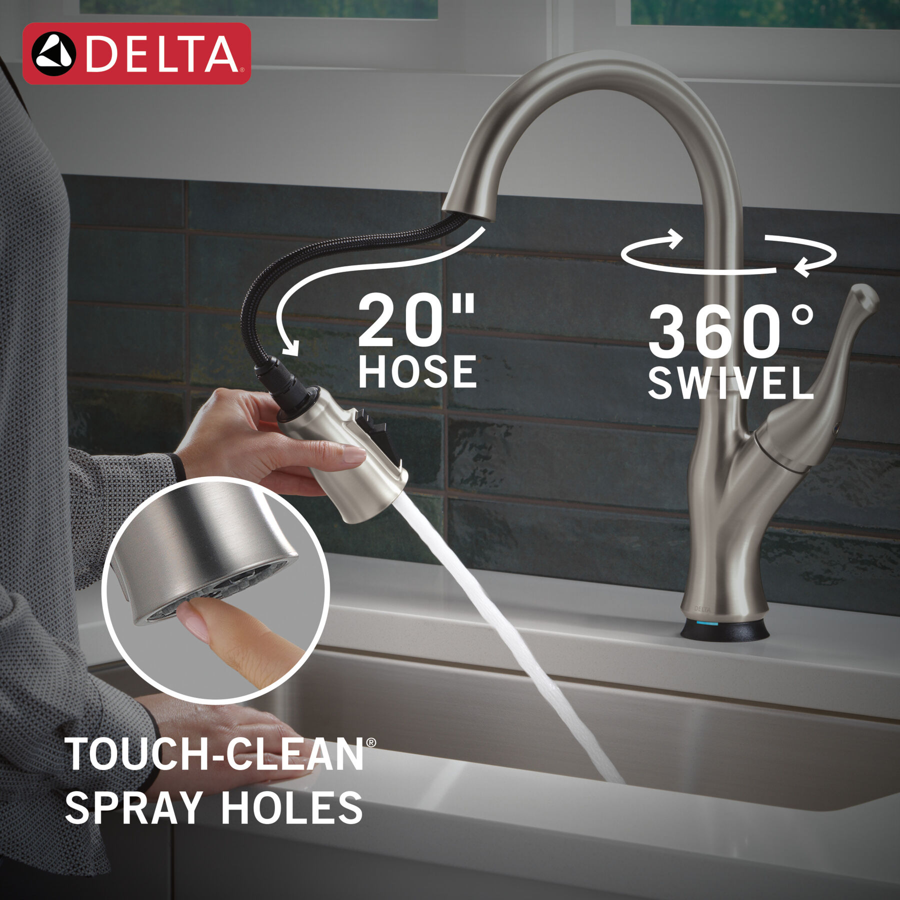 Touch<sub>2</sub>O® Technology Kitchen Faucet with Touchless Technology, image 9