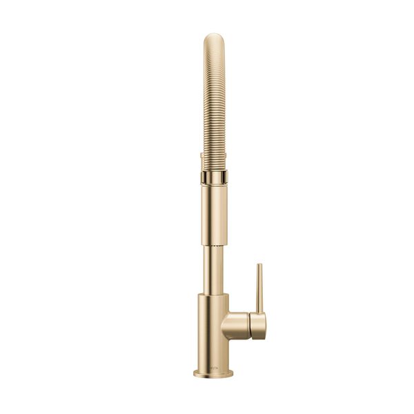Llave para cocina extensible de una manija con tubo de salida con muelle