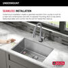 Lavabo de cocina con un receptáculo de acero inoxidable de 23" de montaje bajo encimera con accesorios
